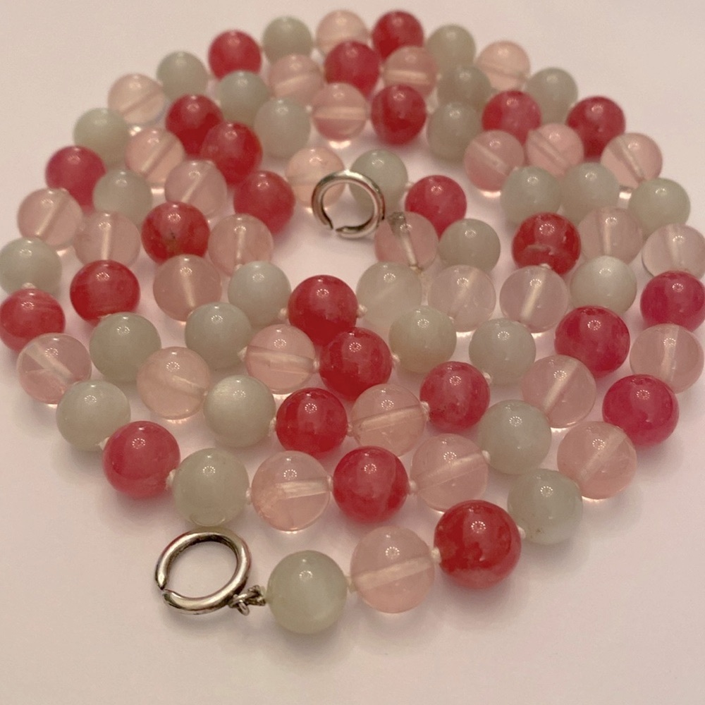 💐Tiffany Palamo Picasso • 10mm • Pink Bead Necklace • Rare • Sterling Clasp